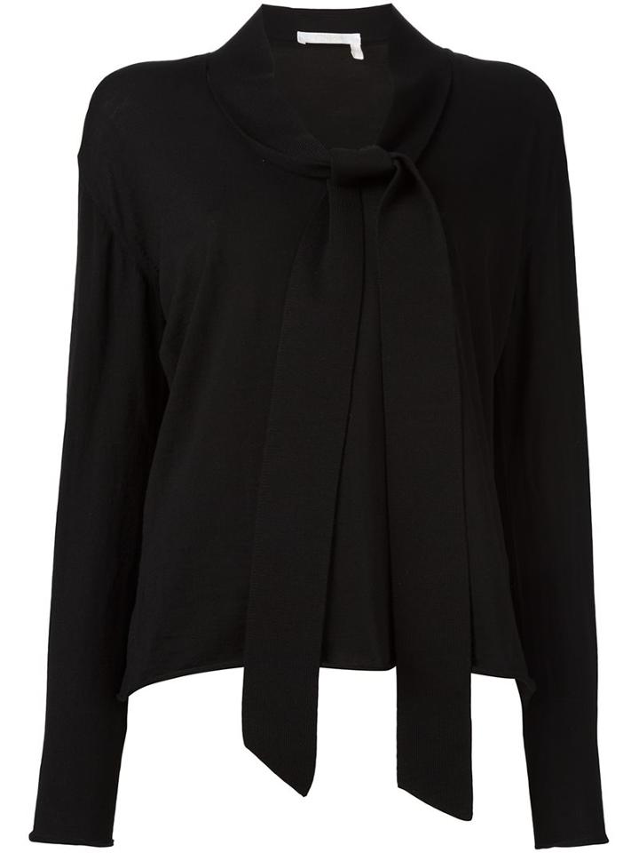 Chloé Neck Tie Jumper, Women's, Size: Large, Black, Merino
