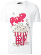 Love Moschino 'pop Corn' Print T-shirt, Men's, Size: Large, White, Cotton/spandex/elastane