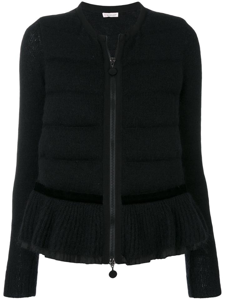 Moncler Padded Knit Jacket With Frill Hem - Black