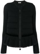 Moncler Padded Knit Jacket With Frill Hem - Black