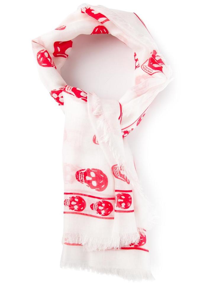 Alexander Mcqueen Skull Print Scarf, White, Modal/silk