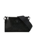 Versace - Strass Logo Plaque Clutch - Women - Leather/crystal - One Size, Black, Leather/crystal