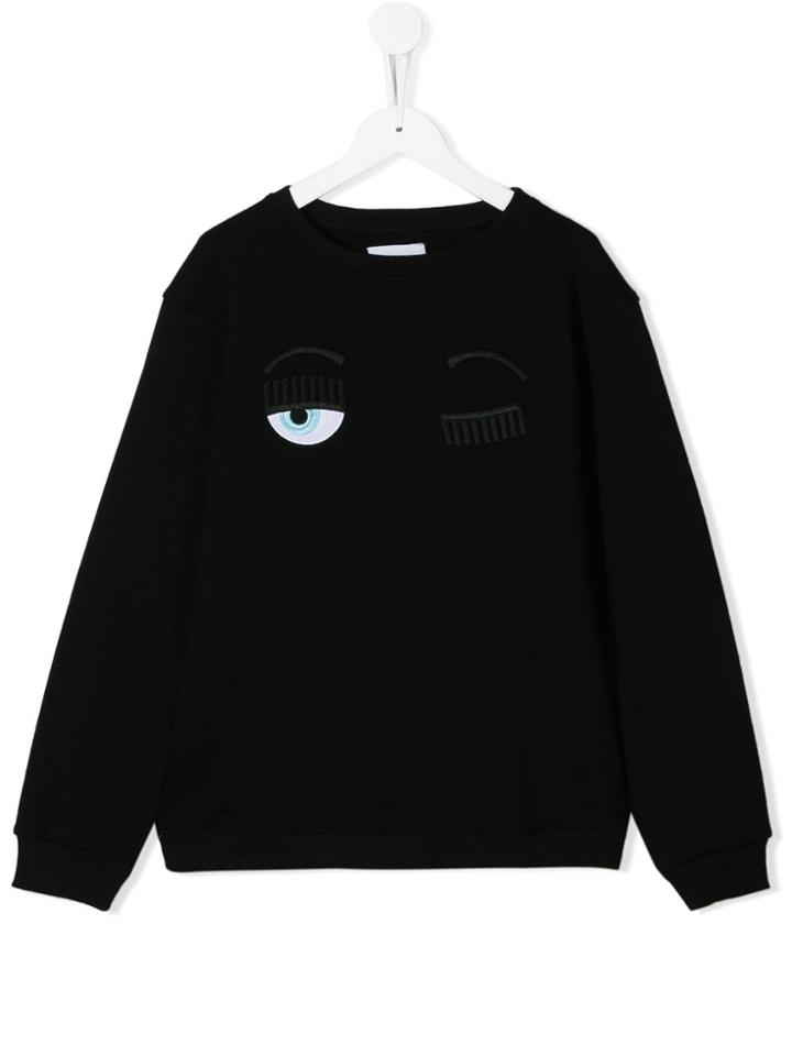 Chiara Ferragni Kids Teen Flirting Eye Sweatshirt - Black