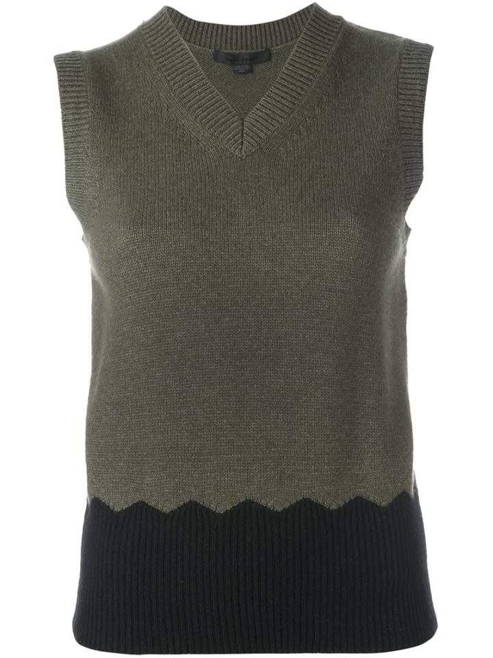 Alexander Wang V-neck Sleeveless Knit Top, Women's, Size: Medium, Green, Lambs Wool/cashmere/viscose