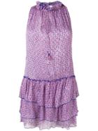 Poupette St Barth Floral Print Ruffled Dress - Purple