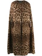 Dolce & Gabbana Leopard Pattern Cape Coat - Brown