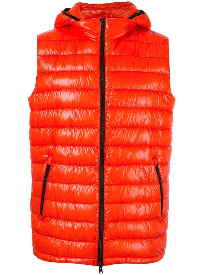 Herno Zipped Hooded Gilet, Men's, Size: 48, Yellow/orange, Polyimide/polyamide/polyester/feather Down