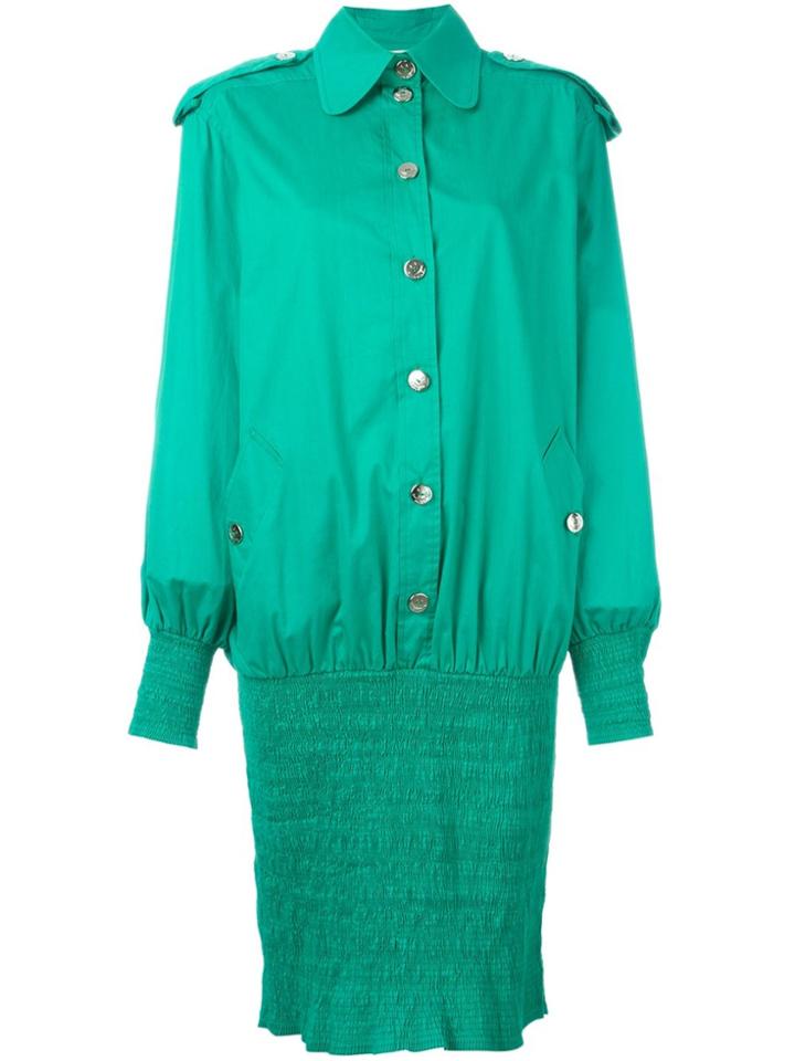 Moschino Vintage Ruched Hem Shirt Dress - Green