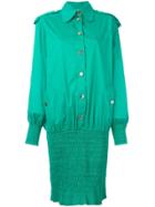 Moschino Vintage Ruched Hem Shirt Dress - Green