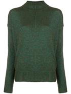 Etro Sparkly Knit Roll Neck Jumper - Green