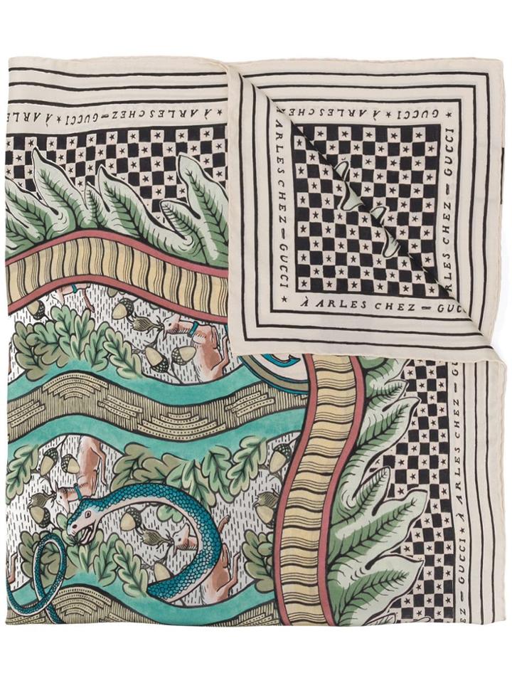 Gucci Snake Print Scarf - Neutrals