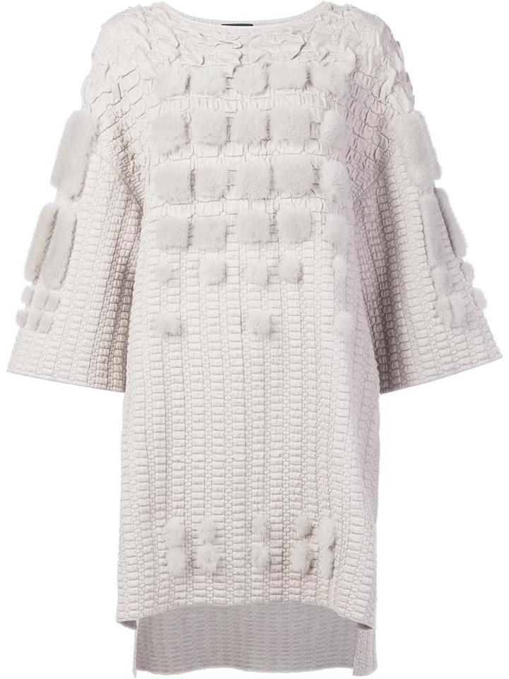 Alena Akhmadullina - Tunic Jumper - Women - Cotton/mink Fur/wool/viscose - 40, Women's, Nude/neutrals, Cotton/mink Fur/wool/viscose