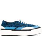 Julien David Platform Sneakers, Women's, Size: 37, Blue, Cotton/rubber