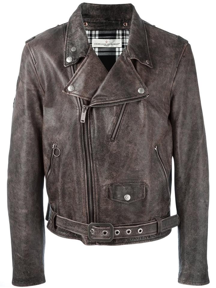 Golden Goose Deluxe Brand 'chiodo' Biker Jacket, Men's, Size: Small, Black, Leather/polyester/viscose
