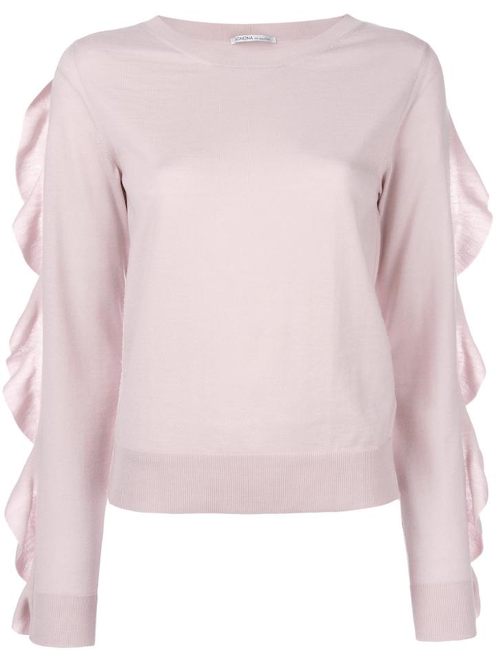 Agnona Ruffle Trim Jumper - Pink & Purple