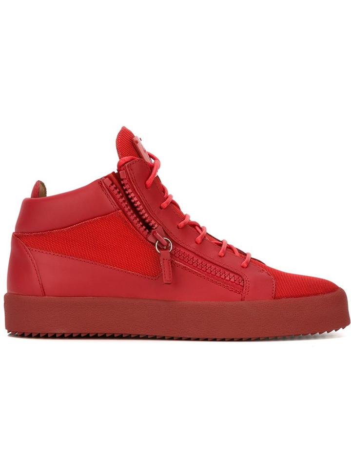Giuseppe Zanotti Design Kriss Hi-top Sneakers, Men's, Size: 39, Red, Leather/nylon/rubber