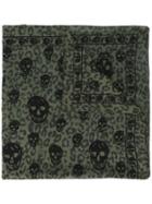 Alexander Mcqueen Skull Print Scarf, Men's, Green, Cotton/modal