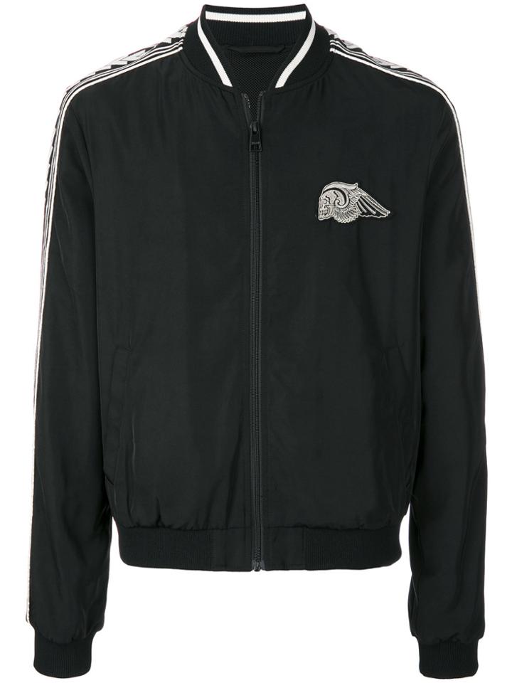 Just Cavalli Skull Patch Bomber Jacket - Black