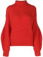 Closed Oversized Ribbed Jumper - Red