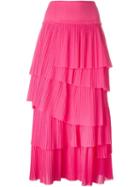 Sonia Rykiel Tiered Pleat Skirt, Women's, Size: 34, Pink/purple, Cotton