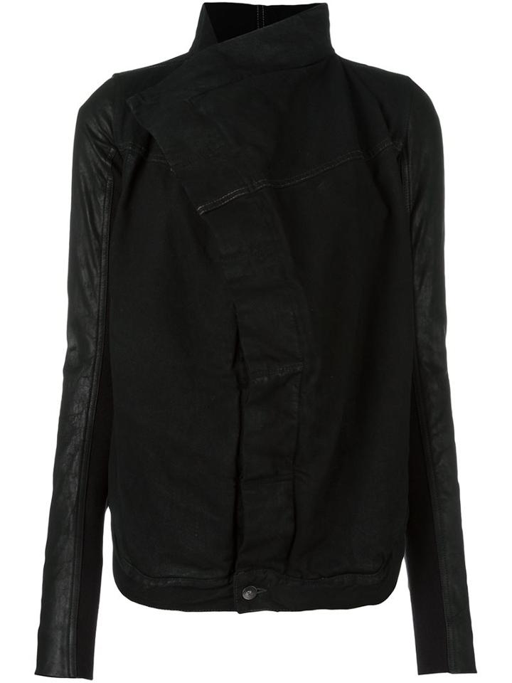 Rick Owens Drkshdw Wrap Detail Jacket, Women's, Size: Xs, Black, Cotton/calf Leather/polyester
