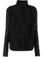 Rick Owens Drkshdw Wrap Detail Jacket, Women's, Size: Xs, Black, Cotton/calf Leather/polyester