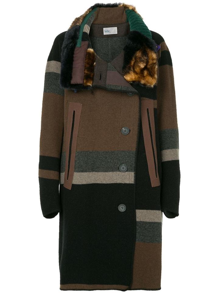 Kolor Off-centre Button Coat - Brown