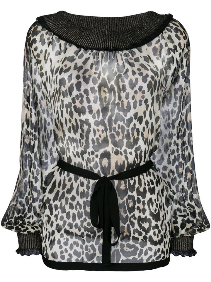 Roberto Cavalli Leopard Print Blouse - Black
