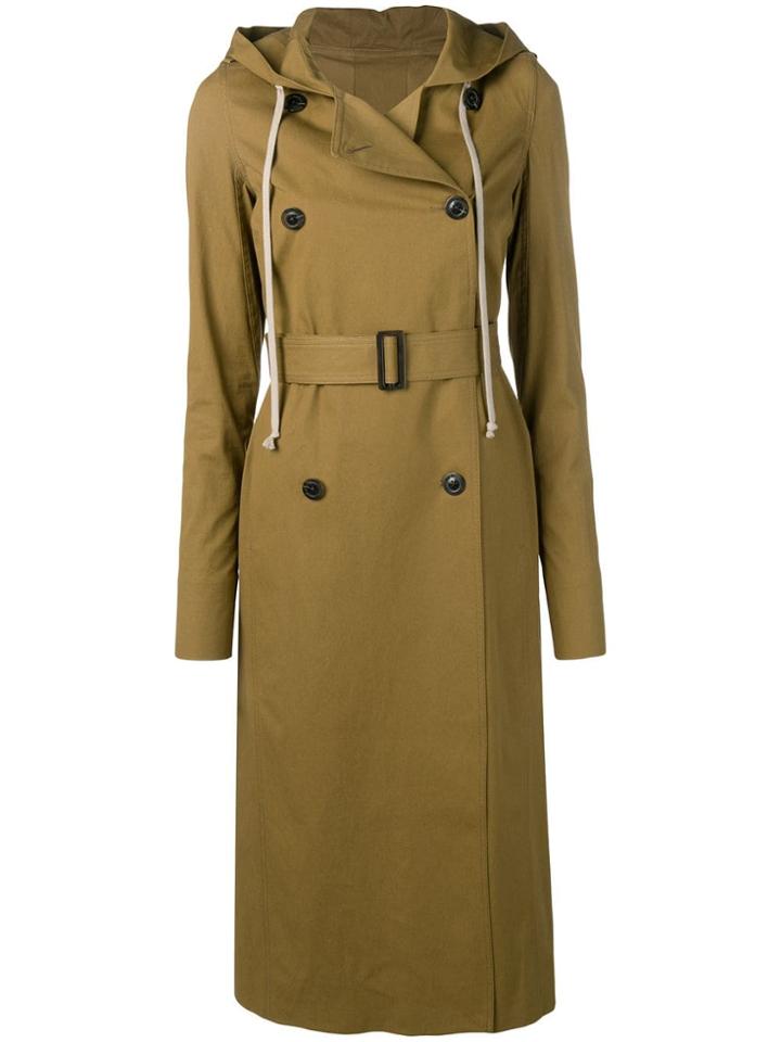Rick Owens Belted Mustard Trench - Green