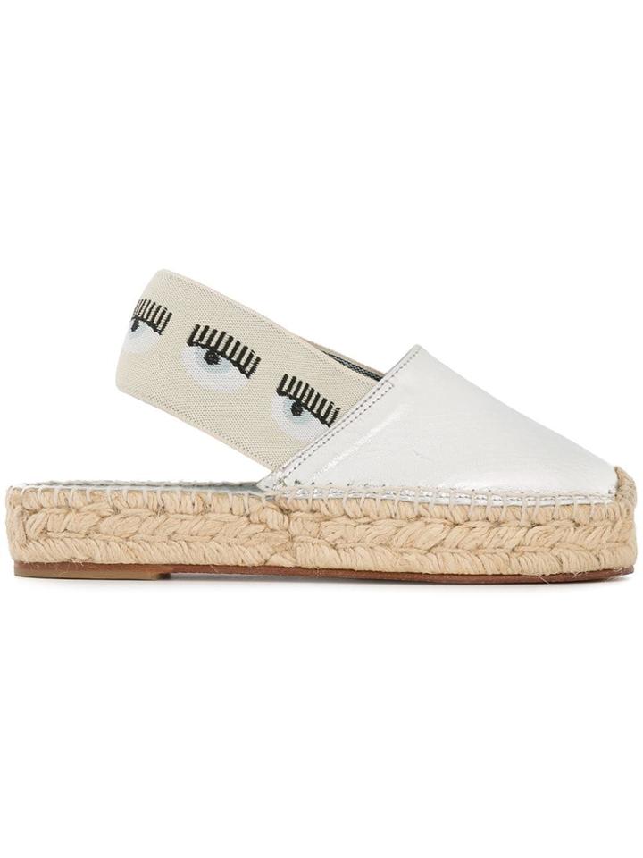 Chiara Ferragni Slingback Espadrille Mules - Silver