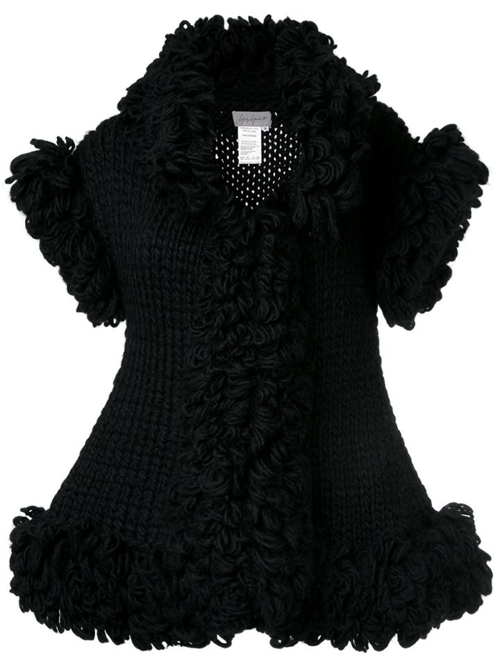 Yohji Yamamoto Vintage Knitted Sleeveless Ruffle Jacket - Black
