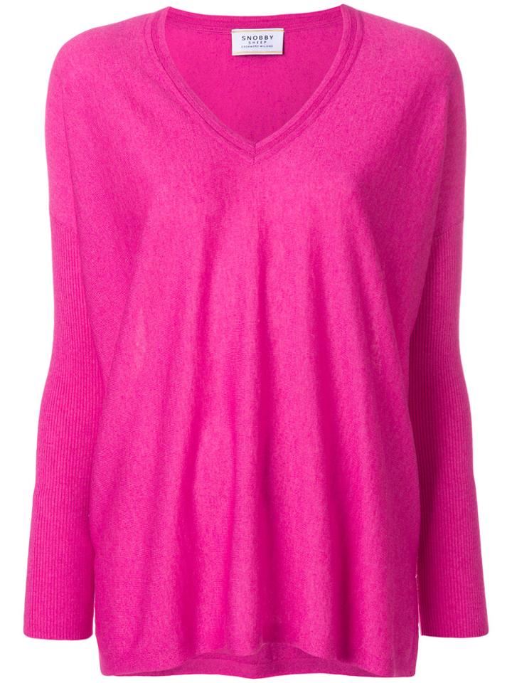 Snobby Sheep V-neck Sweater - Pink & Purple