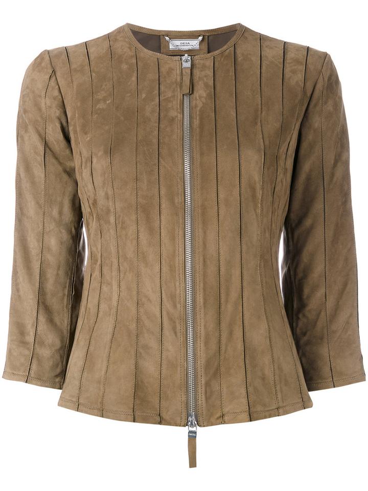 Desa 1972 - Panelled Jacket - Women - Suede/polyester/spandex/elastane - 42, Women's, Green, Suede/polyester/spandex/elastane