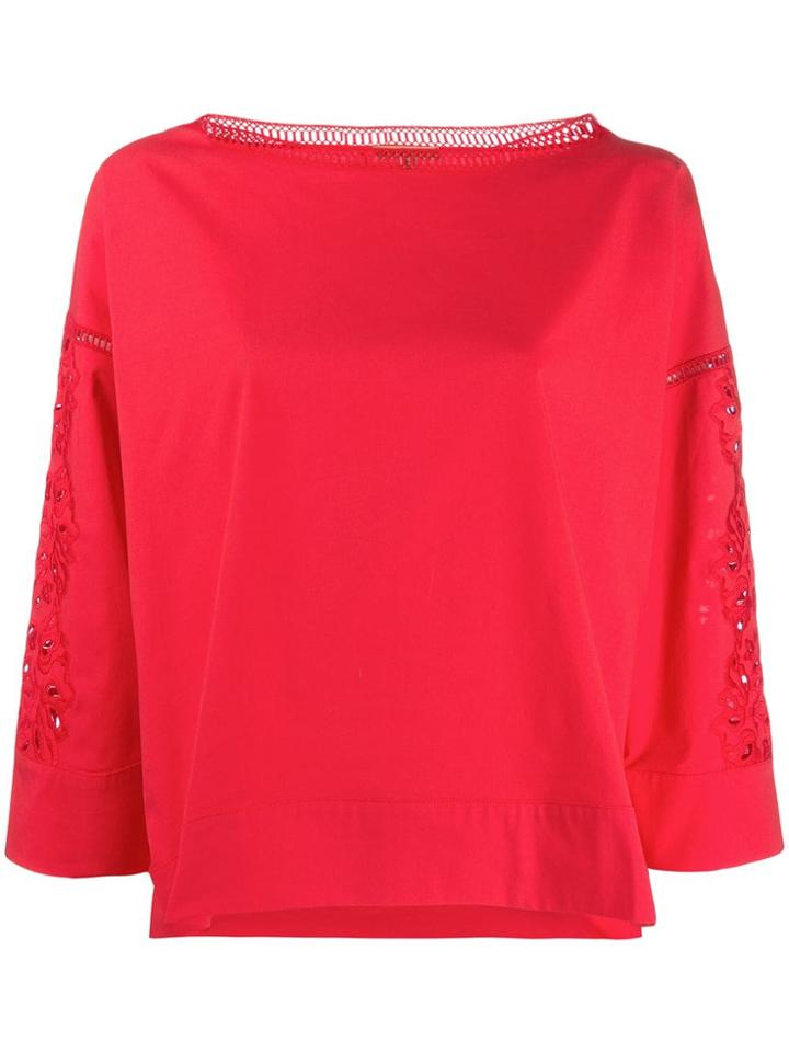 Ermanno Scervino Boat-neck Lace Blouse - Red