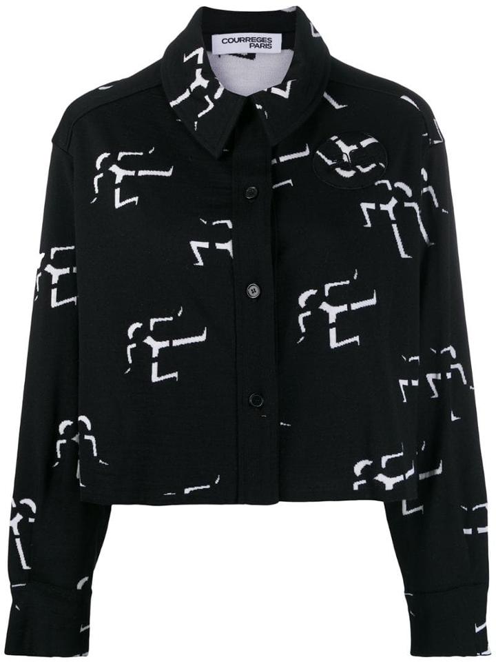 Courrèges Geometric Print Shirt Jacket - Black