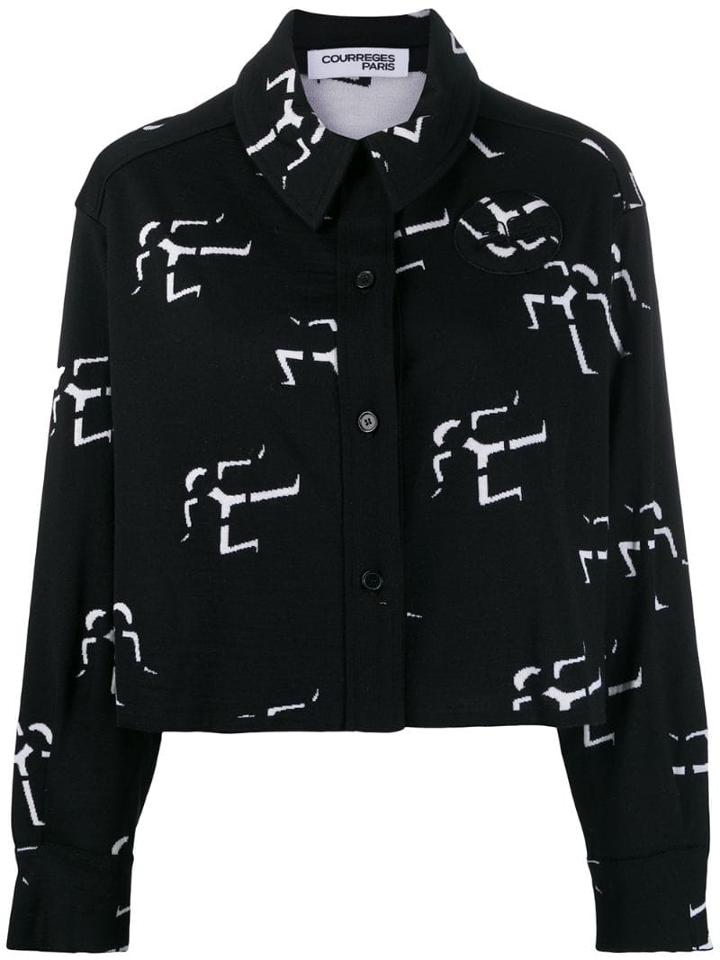 Courrèges Geometric Print Shirt Jacket - Black