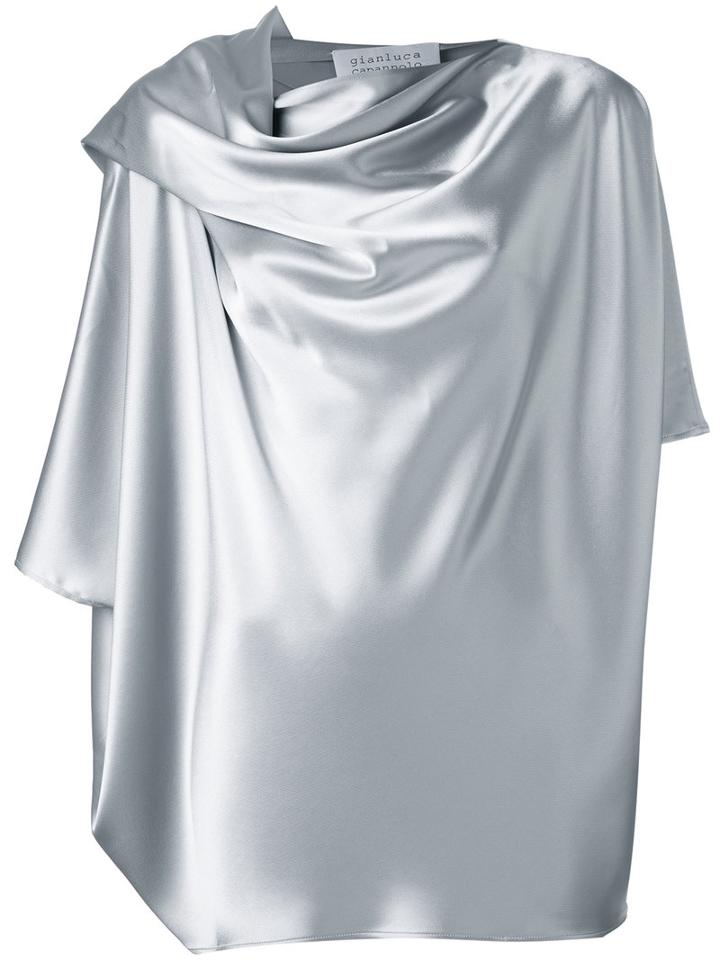 Gianluca Capannolo Draped Blouse, Women's, Size: 42, Grey, Triacetate/polyester