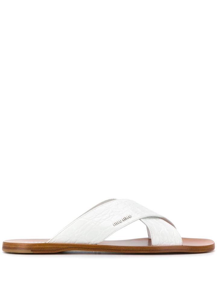 Miu Miu Crisscross Sandals - White
