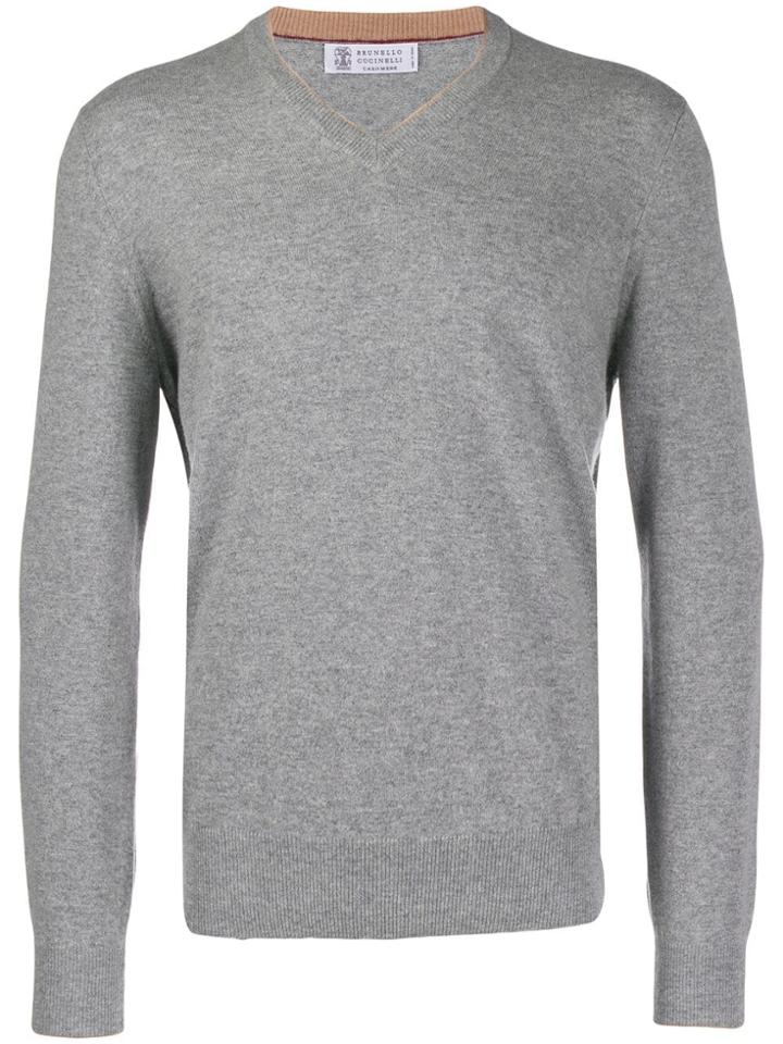 Brunello Cucinelli Knit V-neck Sweater - Grey