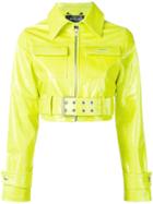 Misbhv Cropped Leather Jacket - Yellow