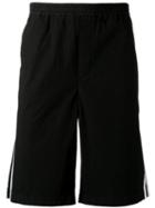 Msgm Striped Sides Shorts, Men's, Size: 52, Black, Cotton/spandex/elastane
