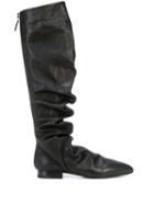 Jil Sander Ruched Knee-high Boots - Black