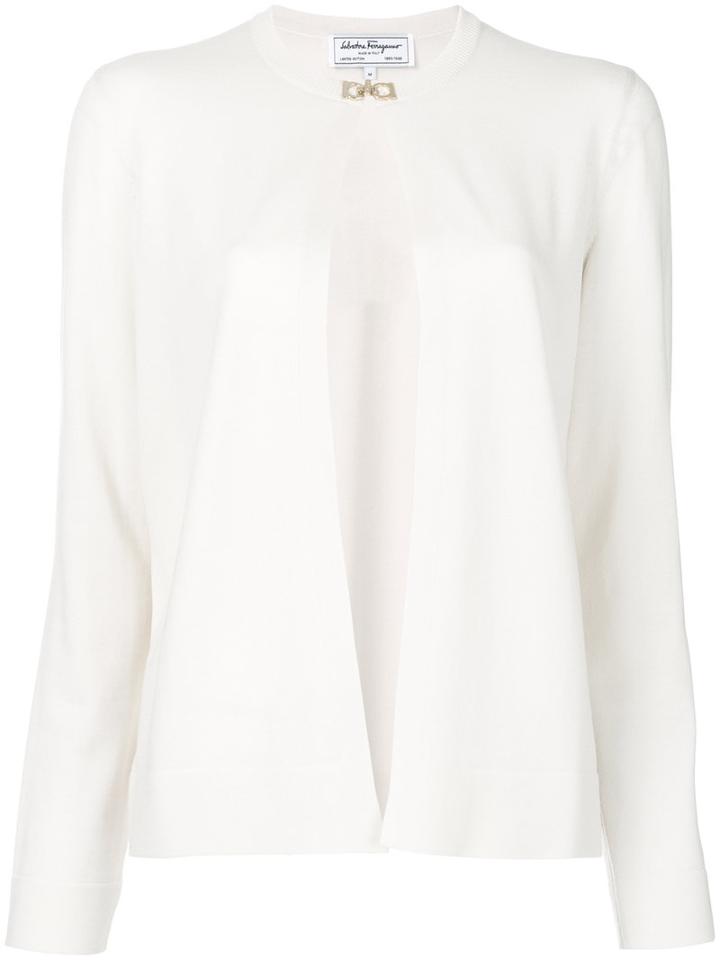 Salvatore Ferragamo - Classic Knitted Cardigan - Women - Virgin Wool - M, Nude/neutrals, Virgin Wool