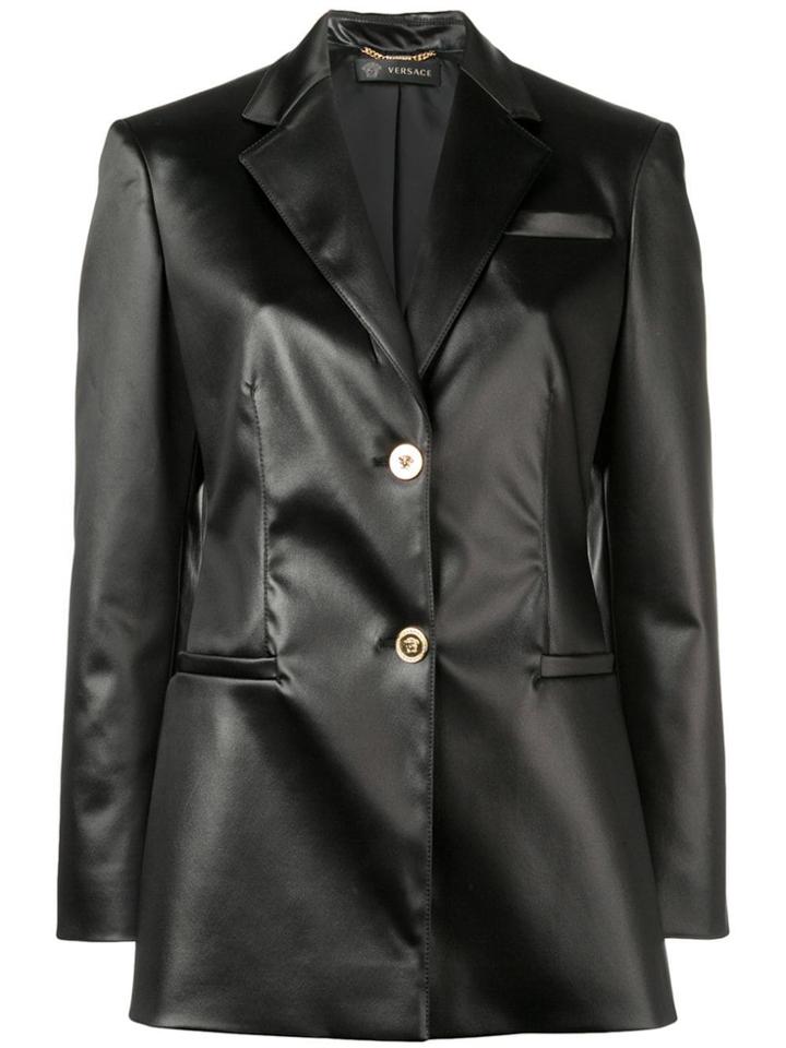 Versace Faux Leather Blazer - Black