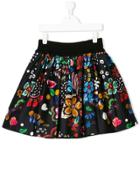 Simonetta Floral Print Skirt - Black