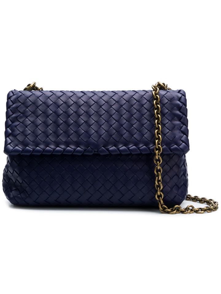 Bottega Veneta Dark Navy Intrecciato Nappa Small Olimpia Bag - Blue