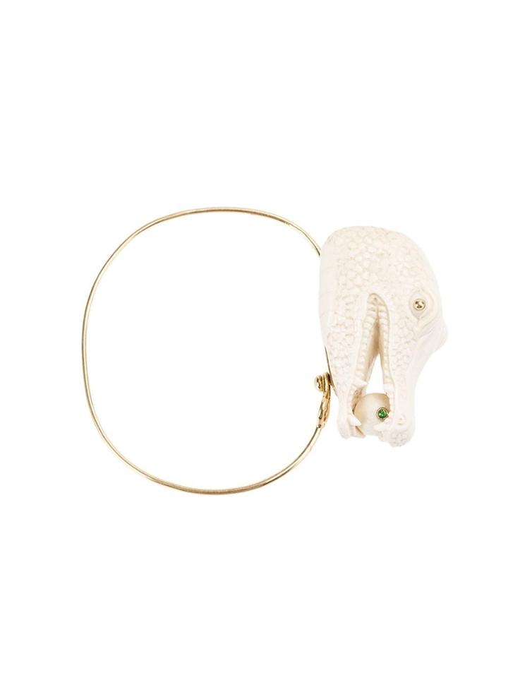 Bibi Van Der Velden Crocodile Ivory Bracelet - White