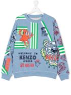 Kenzo Kids Multi-logo Print Sweatshirt - Blue
