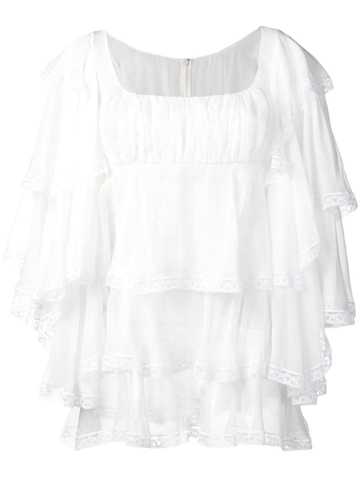 Dolce & Gabbana Ruffle Short-sleeve Blouse - White
