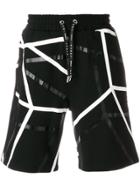 Les Hommes Urban Geometric Track Shorts - Black